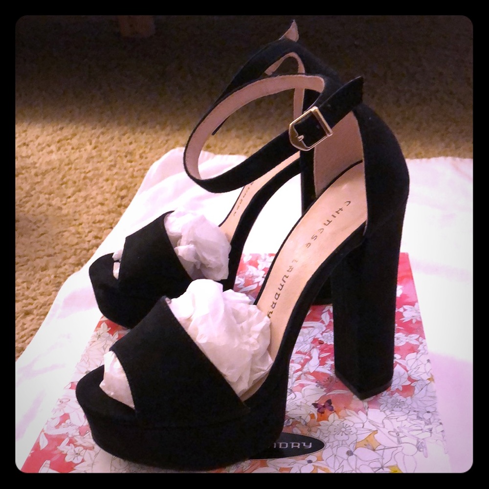 Chinese Laundry platform strap heels